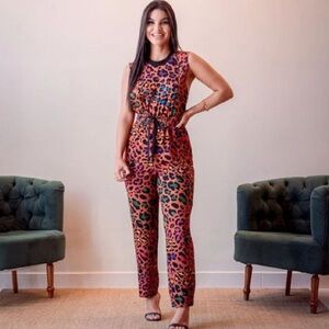 FARM Rio Multicolor Leopard Print Jumpsuit